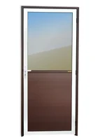 Porta Meio Vidro Lambri Alumínio Mix Corten Esquerda 210x90x4,6cm Super 25