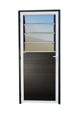 Porta Basulante Lambri Alumnio Mix Preto Direita 210x86x4,6cm Super 25