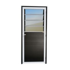 Porta Basulante Lambri Alumínio Mix Preto Esquerda 210x86x4,6cm Super 25