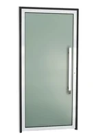 Porta de Vidro e Puxador Alumínio Mix Preto Direita 210x100x4,6cm Super 25