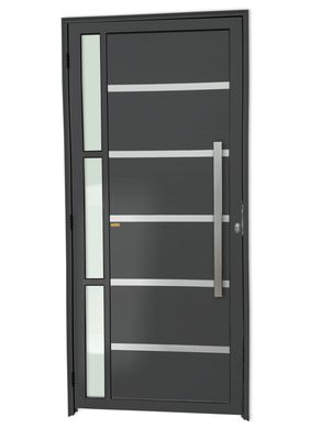 Porta Lambri e Friso e Visor Alumnio Cinza Direita 210x90x4,6cm Miraggio