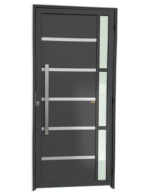Porta Lambri e Friso e Visor Alumnio Cinza Esquerda 210x90x4,6cm Miraggio
