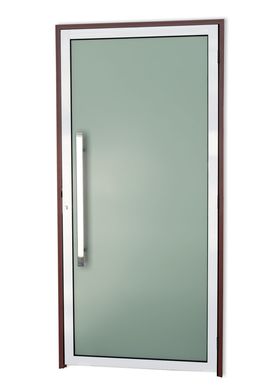 Porta de Vidro e Puxador Alumnio Mix Corten Esquerda 210x100x4,6cm Super 25