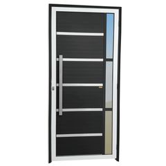 Porta Lambri e Friso e Visor Alumínio Mix Preto Esquerda 210x90x4,6cm Miraggio