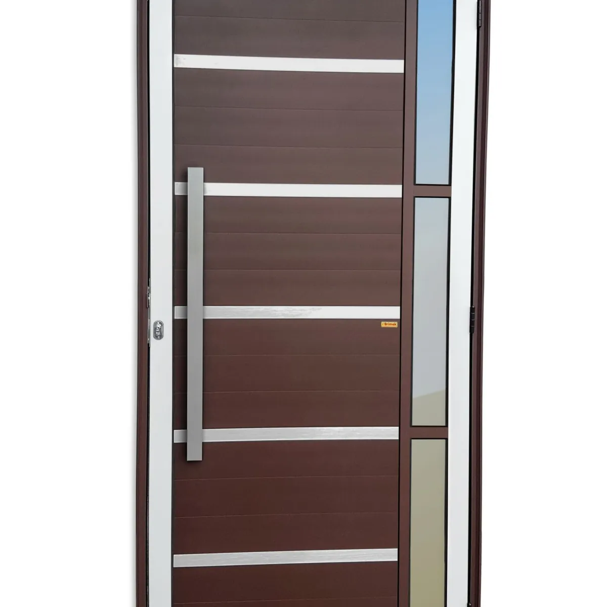 Porta Lambri e Friso e Visor Alumínio Mix Corten Esquerda 210x90x4,6cm Miraggio, marca Brimak - Foto Principal