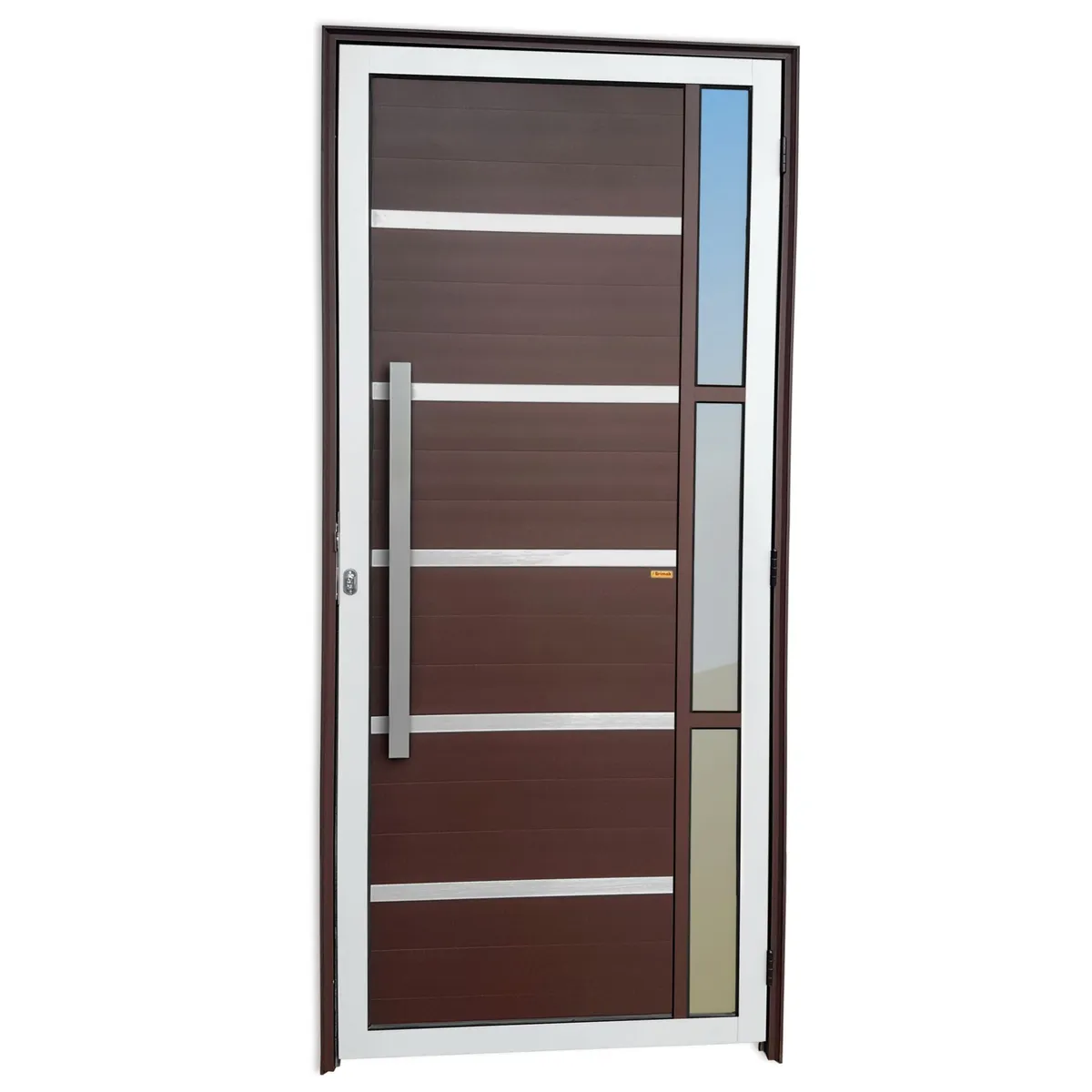 Porta Lambri e Friso e Visor Alumínio Mix Corten Esquerda 210x90x4,6cm Miraggio, marca Brimak - Foto Principal