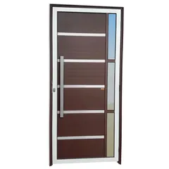 Porta Lambri e Friso e Visor Alumínio Mix Corten Esquerda 210x90x4,6cm Miraggio