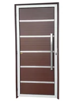 Porta Lambri Vidro e Friso Alumínio Mix Corten Direita 210x90x4,6cm Premium