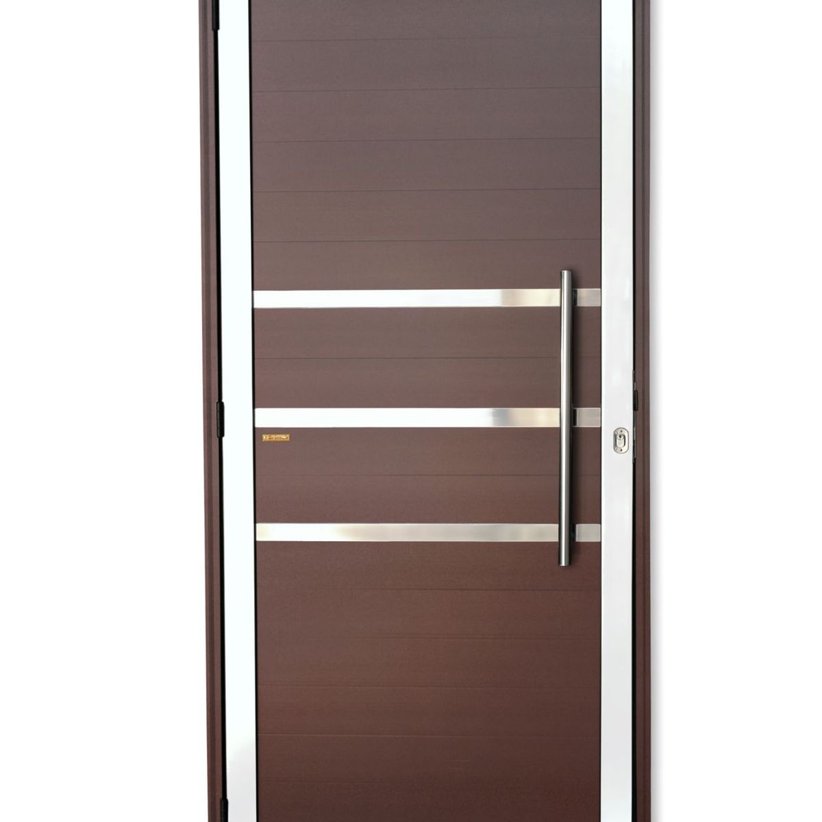 Porta Lambri e Friso Alumínio Mix Corten Direita 210x100x4,6cm Super 25, marca Brimak - Foto Principal