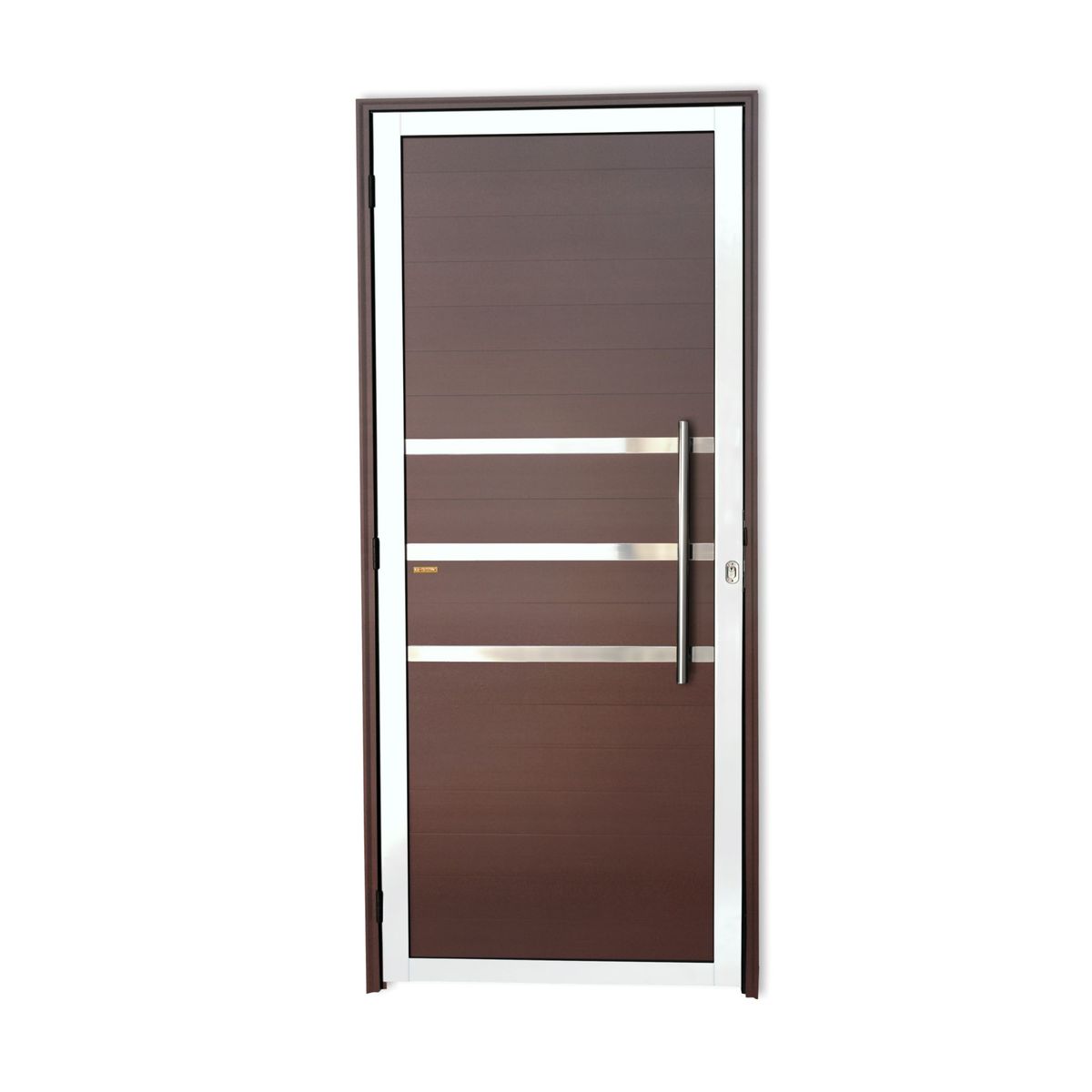 Porta Lambri e Friso Alumínio Mix Corten Direita 210x100x4,6cm Super 25, marca Brimak - Foto Principal