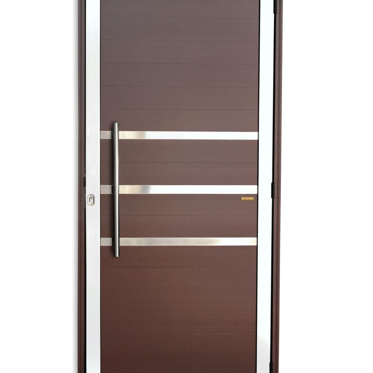 Porta Lambri e Friso Alumínio Mix Corten Esquerda 210x100x4,6cm Super 25, marca Brimak - Foto Principal