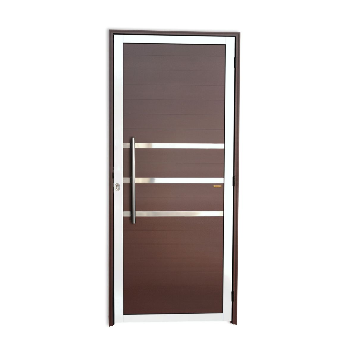 Porta Lambri e Friso Alumínio Mix Corten Esquerda 210x100x4,6cm Super 25, marca Brimak - Foto Principal