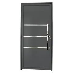 Porta Lambri e Friso Alumínio Cinza Direita 210x100x4,6cm Evolution
