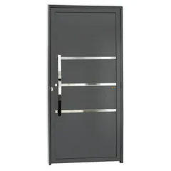 Porta Lambri e Friso Alumínio Cinza Esquerda 210x100x4,6cm Evolution