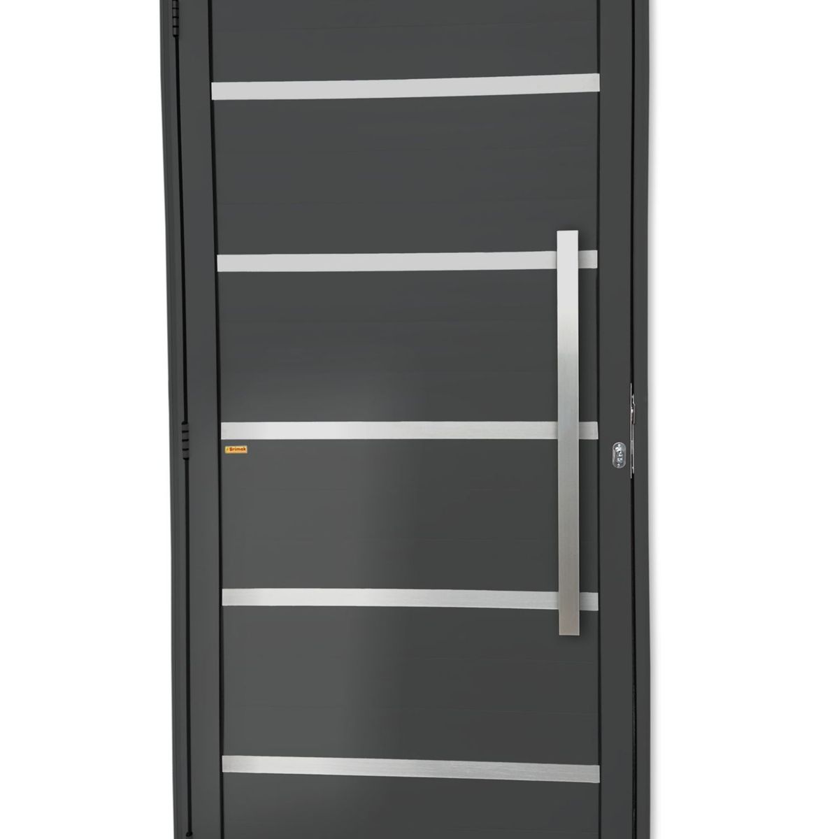 Porta Lambri Vidro e Friso Alumínio Cinza Direita 210x100x4,6cm Premium, marca Brimak - Foto Principal