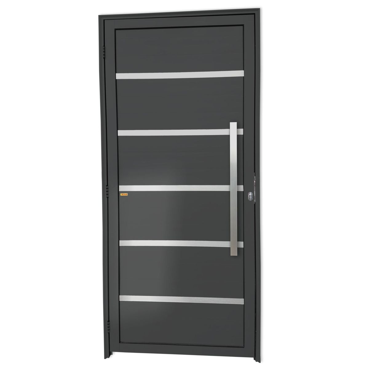 Porta Lambri Vidro e Friso Alumínio Cinza Direita 210x100x4,6cm Premium, marca Brimak - Foto Principal