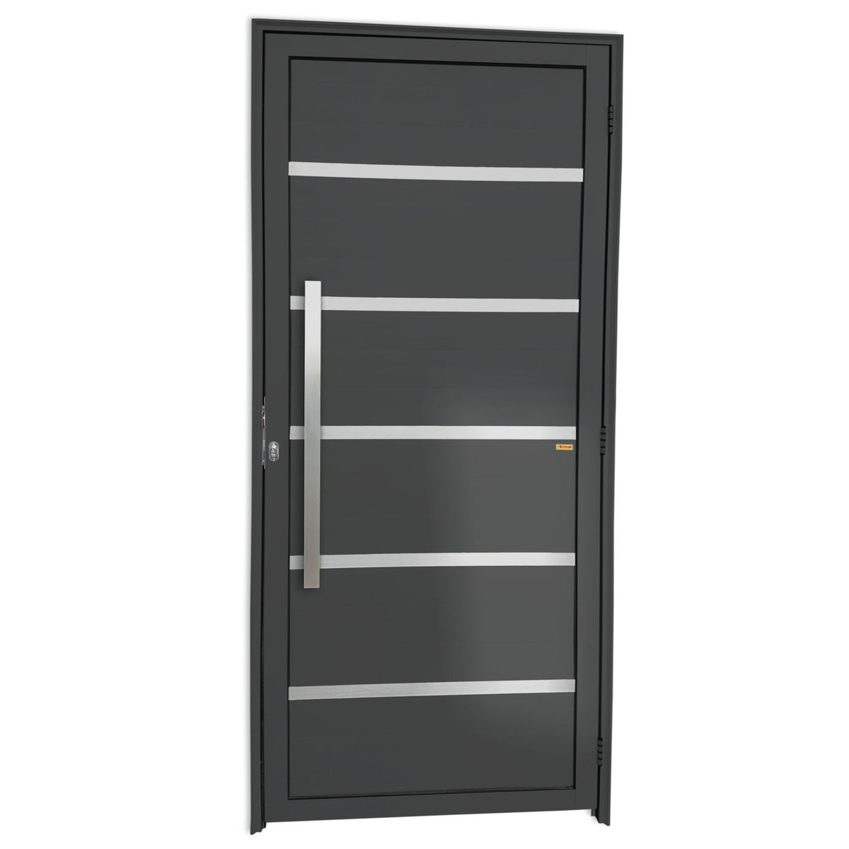 Porta Lambri Vidro e Friso Alumínio Cinza Esquerda 210x100x4,6cm Premium, marca Brimak - Foto Principal