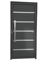 Porta Lambri Vidro e Friso Alumínio Cinza Esquerda 210x100x4,6cm Premium