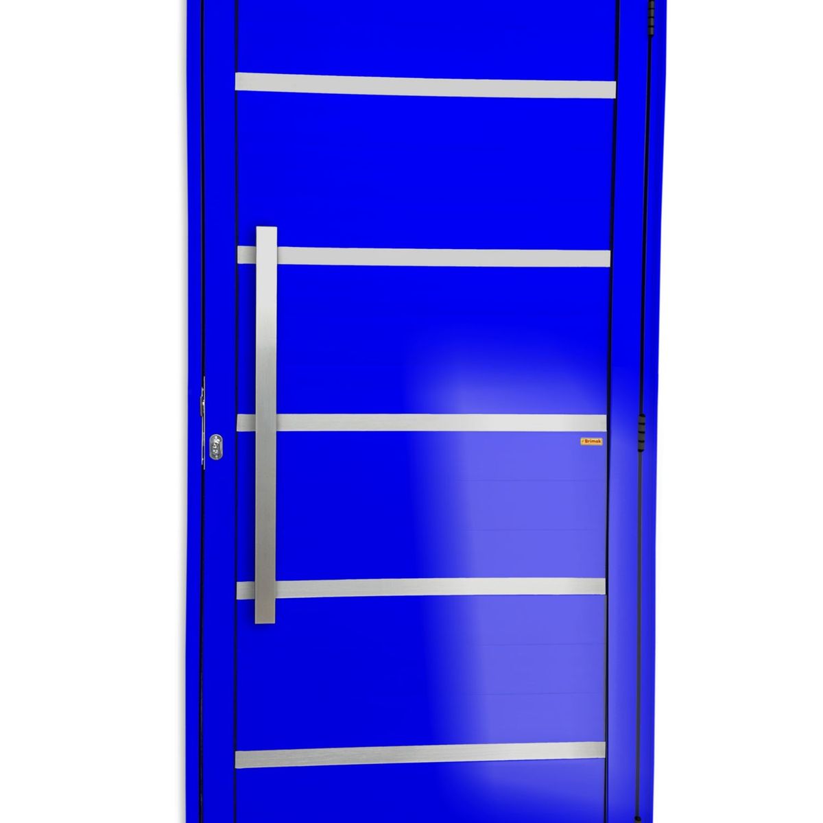 Porta Lambri Vidro e Friso Alumínio Azul Esquerda 210x100x4,6cm Premium, marca Brimak - Foto Principal