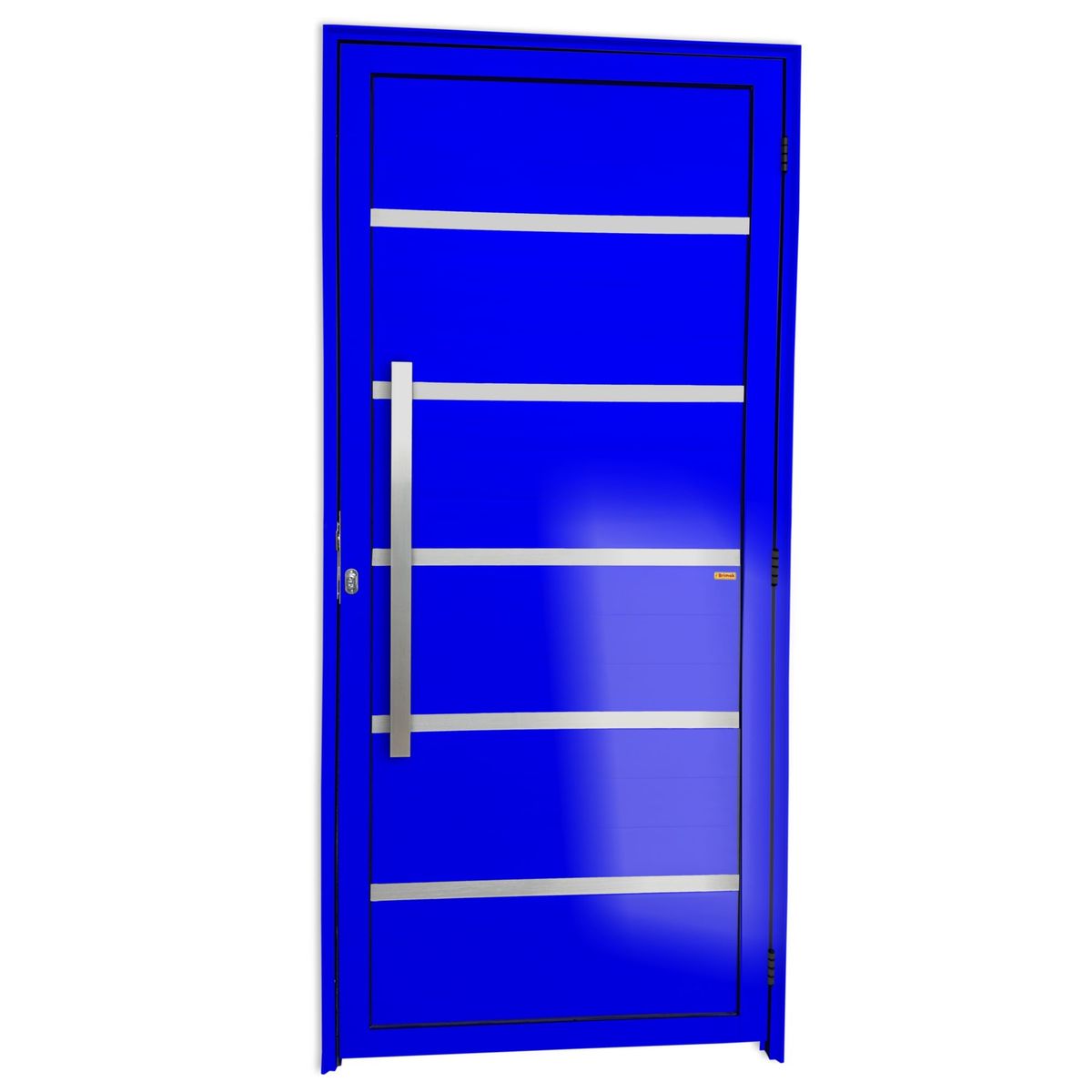 Porta Lambri Vidro e Friso Alumínio Azul Esquerda 210x100x4,6cm Premium, marca Brimak - Foto Principal