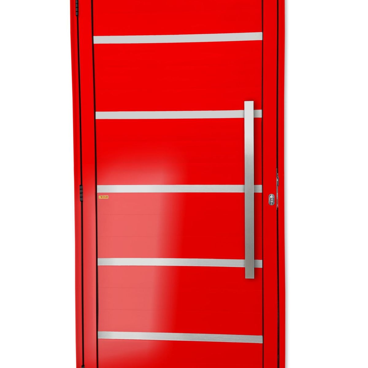 Porta Lambri Vidro e Friso Alumínio Vermelho Direita 210x100x4,6cm Premium, marca Brimak - Foto Principal