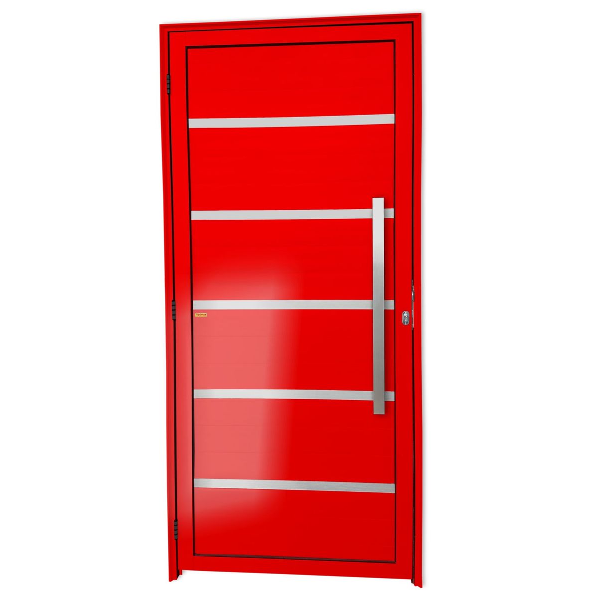 Porta Lambri Vidro e Friso Alumínio Vermelho Direita 210x100x4,6cm Premium, marca Brimak - Foto Principal