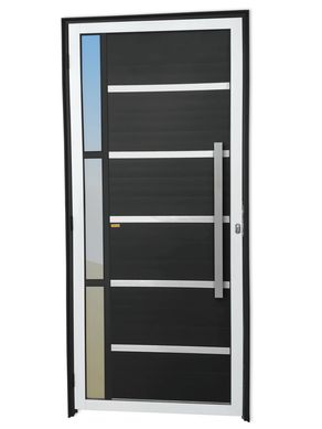 Porta Lambri e Friso e Visor Alumnio Mix Preto Direita 210x100x4,6cm Miraggio