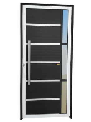 Porta Lambri e Friso e Visor Alumnio Mix Preto Esquerda 210x100x4,6cm Miraggio