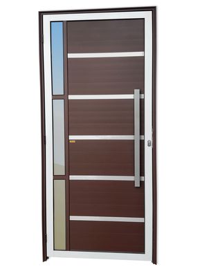 Porta Lambri e Friso e Visor Alumnio Mix Corten Direita 210x100x4,6cm Miraggio
