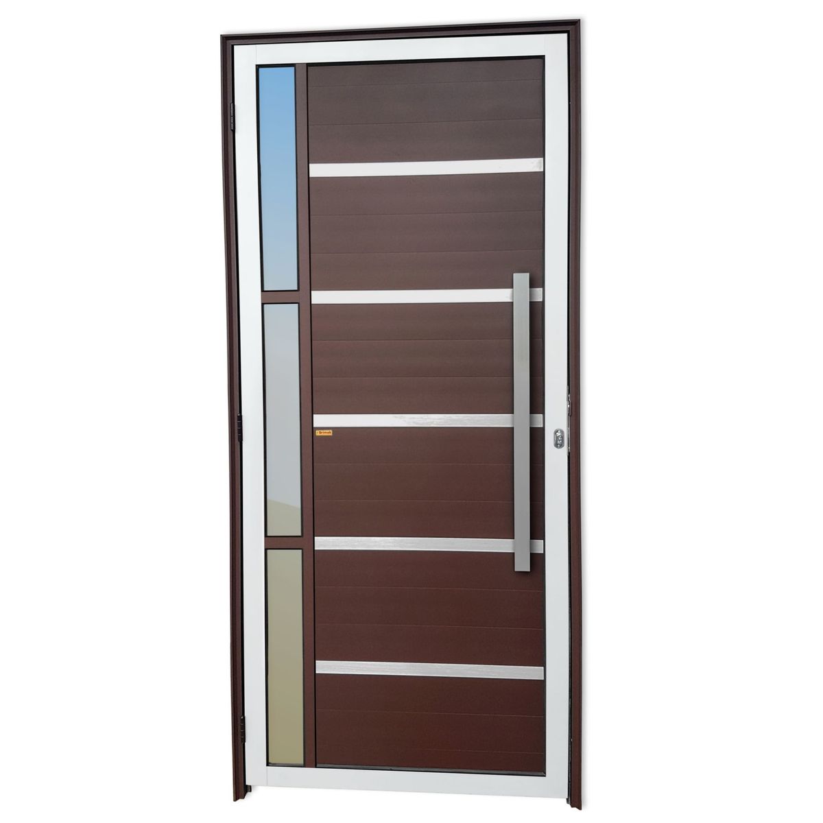 Porta Lambri e Friso e Visor Alumínio Mix Corten Direita 210x100x4,6cm Miraggio, marca Brimak - Foto Principal