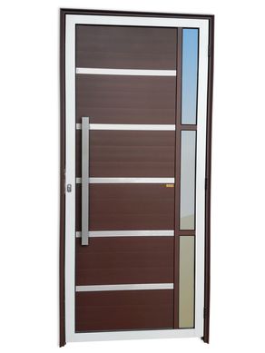 Porta Lambri e Friso e Visor Alumnio Mix Corten Esquerda 210x100x4,6cm Miraggio