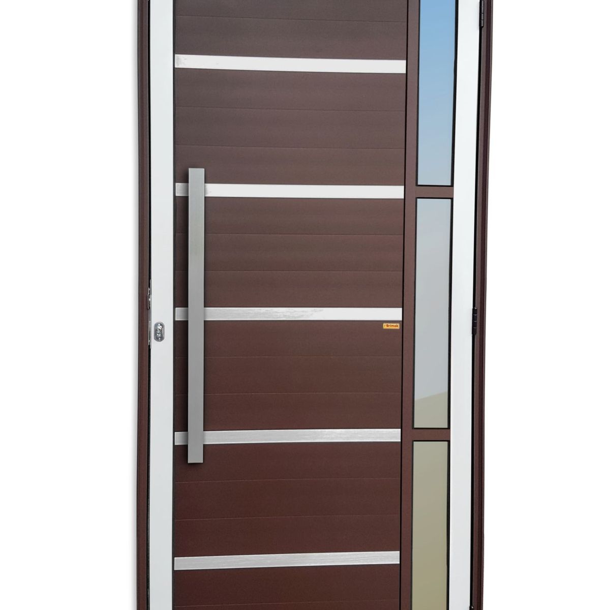 Porta Lambri e Friso e Visor Alumínio Mix Corten Esquerda 210x100x4,6cm Miraggio, marca Brimak - Foto Principal
