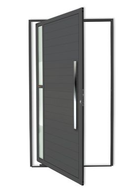 Porta Pivotante e Visor Alumnio Cinza Direita 210x100x4,6cm Visione