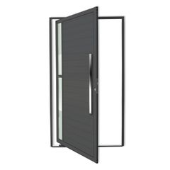 Porta Pivotante e Visor Alumínio Cinza Direita 210x100x4,6cm Visione