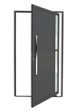 Porta Pivotante e Visor Alumnio Cinza Esquerda 210x100x4,6cm Visione