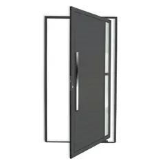 Porta Pivotante e Visor Alumínio Cinza Esquerda 210x100x4,6cm Visione