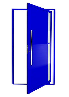 Porta Pivotante e Visor Alumnio Azul Esquerda 210x100x4,6cm Visione