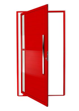 Porta Pivotante e Visor Alumnio Vermelho Direita 210x100x4,6cm Visione
