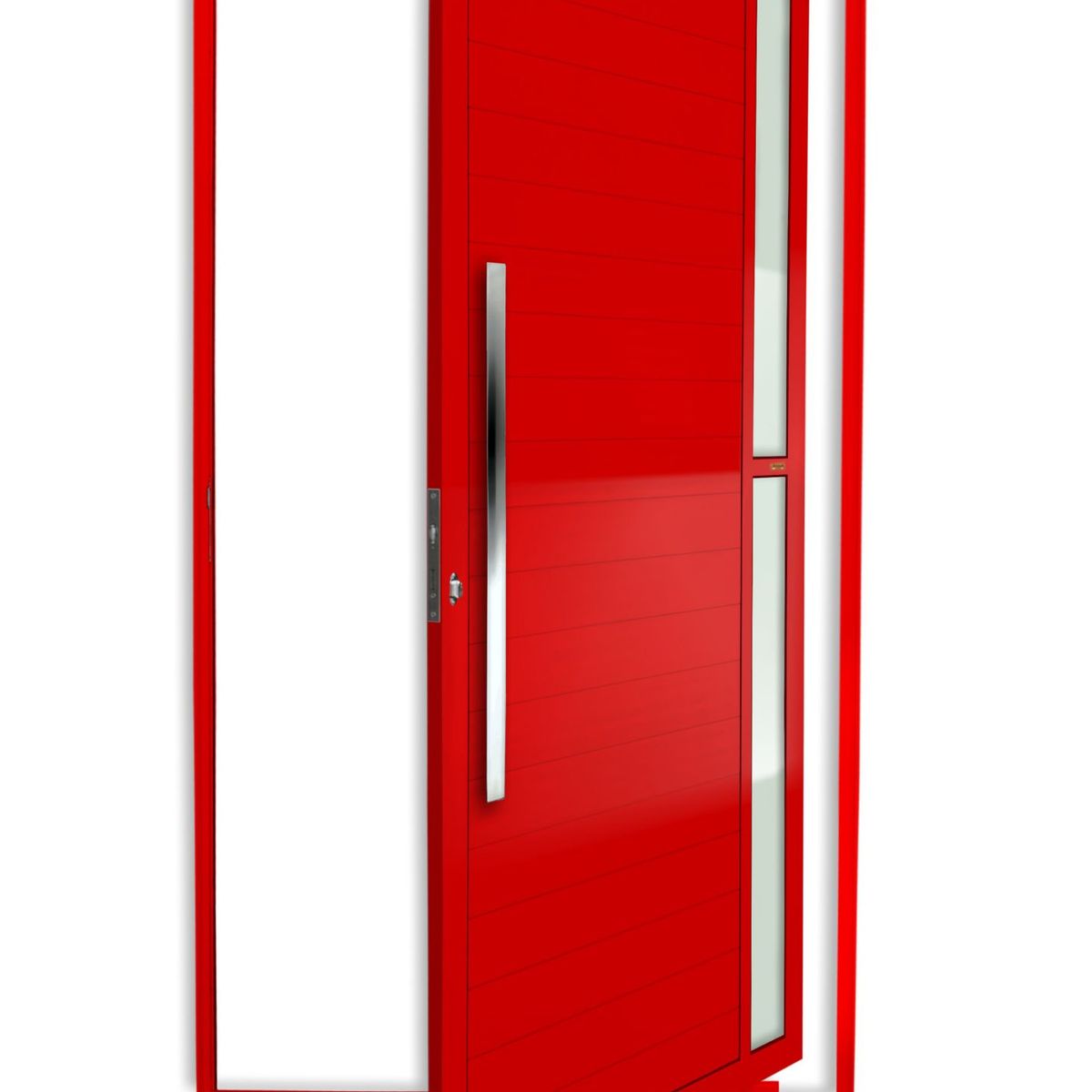 Porta Pivotante e Visor Alumínio Vermelho Esquerda 210x100x4,6cm Visione, marca Brimak - Foto Principal