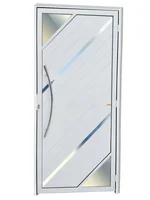 Porta Lambri Vidro e Friso Alumínio Branco Esquerda 210x90x4,6cm Oasis