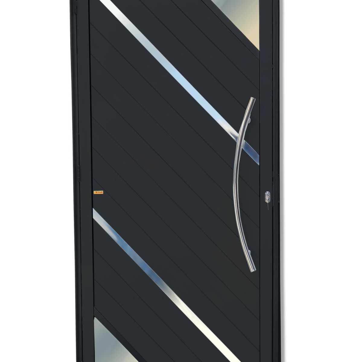 Porta Lambri Vidro e Friso Alumínio Preto Direita 210x90x4,6cm Oasis, marca Brimak - Foto Principal