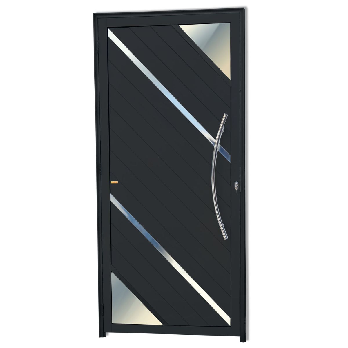Porta Lambri Vidro e Friso Alumínio Preto Direita 210x90x4,6cm Oasis, marca Brimak - Foto Principal