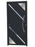Porta Lambri Vidro e Friso Alumínio Preto Direita 210x90x4,6cm Oasis