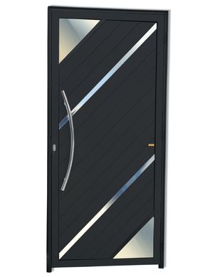 Porta Lambri Vidro e Friso Alumnio Preto Esquerda 210x90x4,6cm Oasis