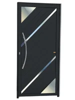 Porta Lambri Vidro e Friso Alumínio Preto Esquerda 210x90x4,6cm Oasis