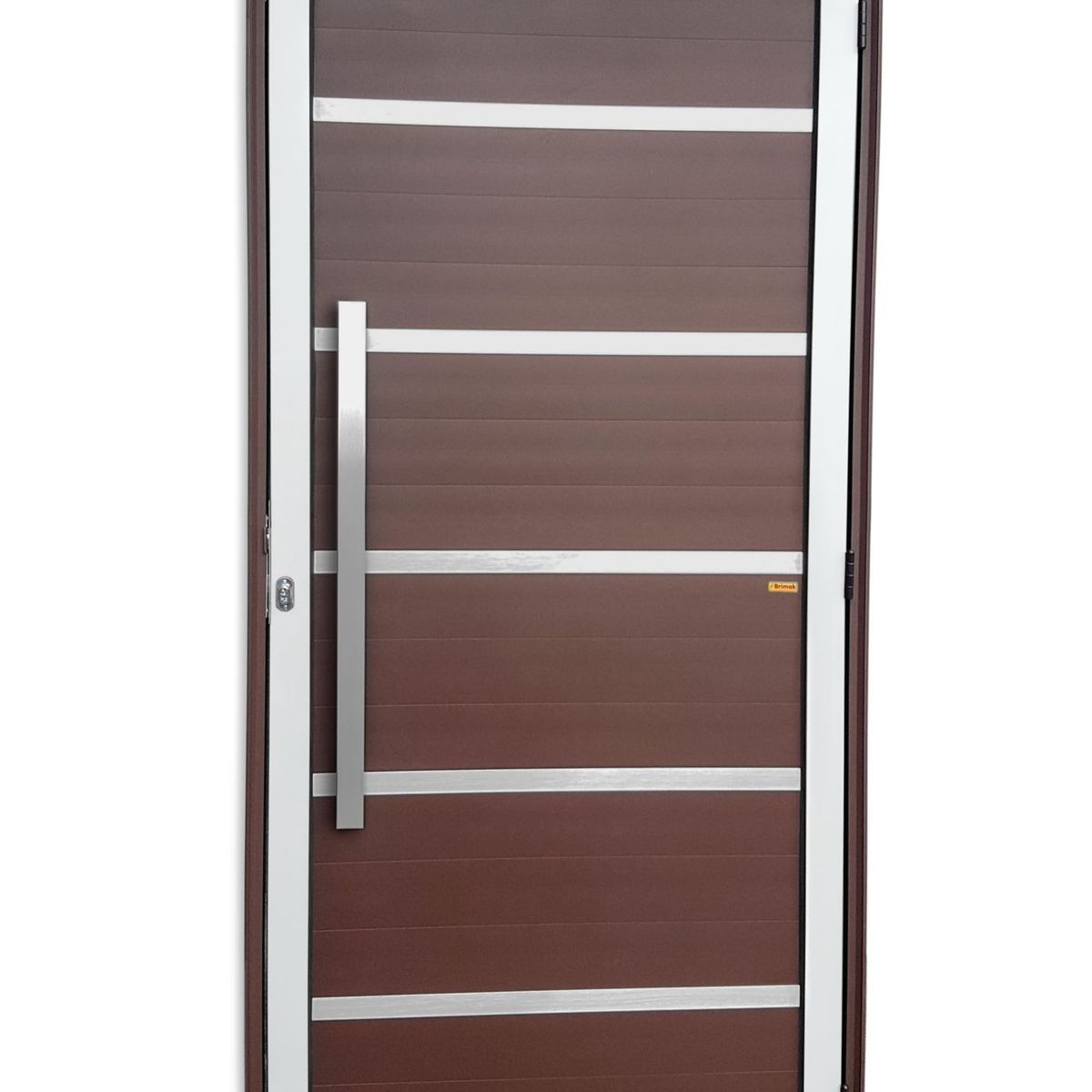 Porta Lambri Vidro e Friso Alumínio Mix Corten Esquerda 210x100x4,6cm Premium, marca Brimak - Foto Principal