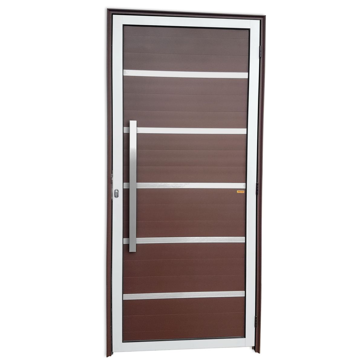 Porta Lambri Vidro e Friso Alumínio Mix Corten Esquerda 210x100x4,6cm Premium, marca Brimak - Foto Principal