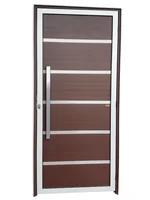 Porta Lambri Vidro e Friso Alumínio Mix Corten Esquerda 210x100x4,6cm Premium