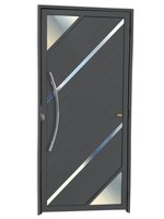 Porta Lambri Vidro e Friso Alumínio Cinza Esquerda 210x90x4,6cm Oasis
