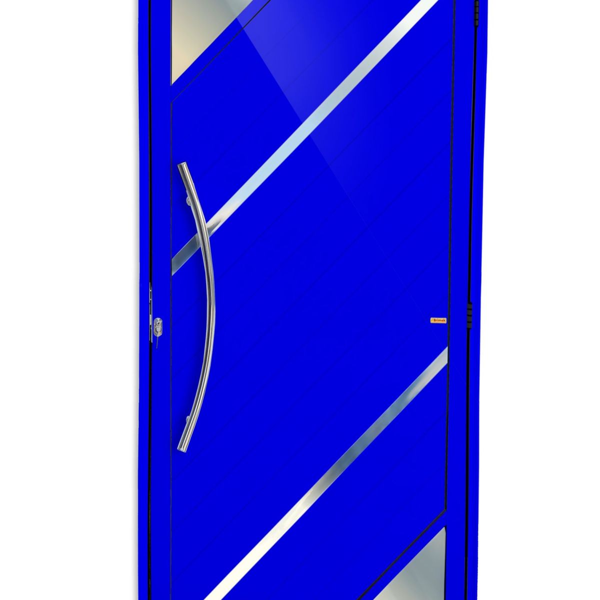 Porta Lambri Vidro e Friso Alumínio Azul Esquerda 210x90x4,6cm Oasis, marca Brimak - Foto Principal